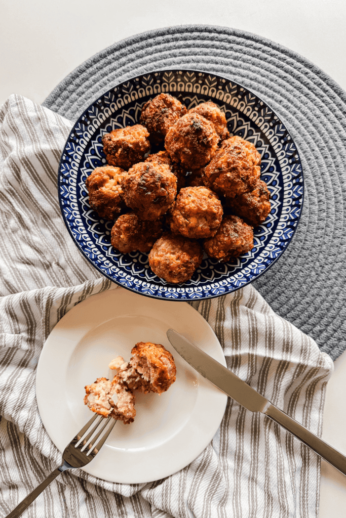 Air Fryer Greek Meatballs - Lynn Mumbing Mejia - Pin 1