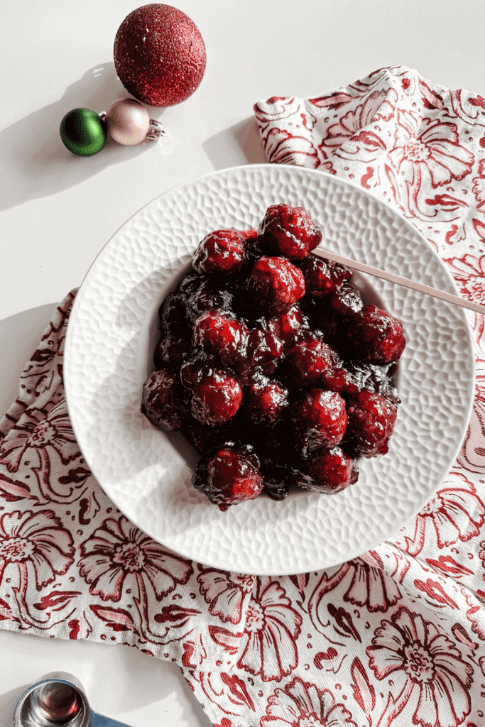 Maple Cranberry Meatballs - Lynn Mumbing Mejia - Pin 1