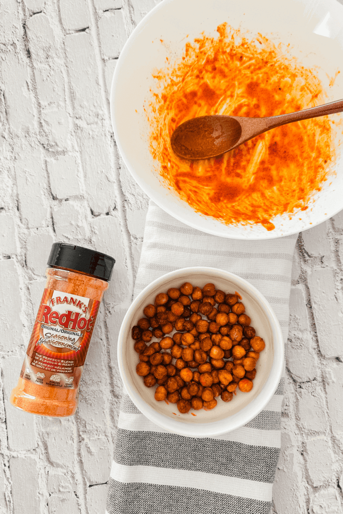 Air Fryer Buffalo Chickpeas - Lynn Mumbing Mejia - Pin 1